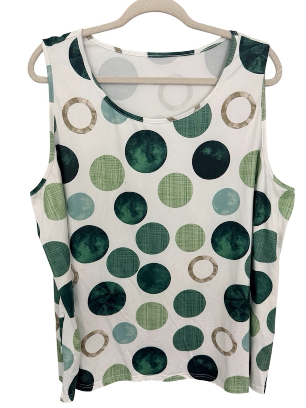 Emory Rose Sleeveless Polka Dot Tank Top in Green and White Size 4XL